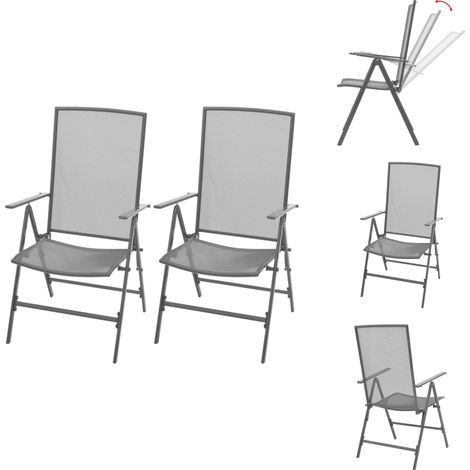 Chaises empilables de jardin lot de 2 Acier Gris - Chaise De Jardin - Chaise Inclinable - Mobilier De Jardin - Meubles De Terrasse - Fauteuil Pliable (1/5)