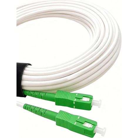 Câble Fibre Optique SC/APC - 20M - Monomode LSZH - Faible Perte - Compatible Orange SFR Bouygues - Blanc (1/5)