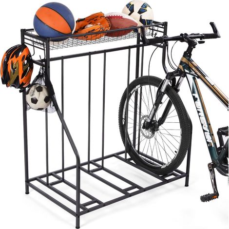 Range Vélo, Râtelier Vélo 3 Places, Support Vélo Au Sol Pour Garage Avec Panier (1/5)