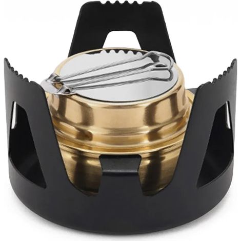 Réchaud à alcool miniature portable ultraléger en laiton pour le camping et les excursions en pleine nature. (1/5)