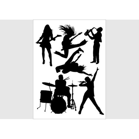 Stickers - Groupe de Rock N Roll - 1 planche 65x85 cm (1/5)