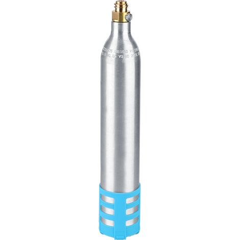 Bouteille de soda rechargeable 0.6L avec cylindre CO2 réutilisable pour machines à soda - Couverture silicone bleue (1/5)