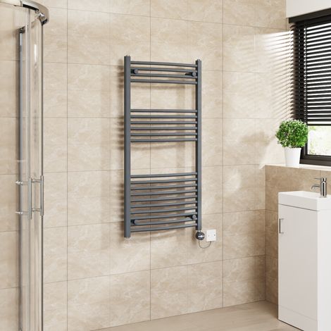 Touch Screen Thermostatic Towel Rail Curved Anthracite 1200x600mm
