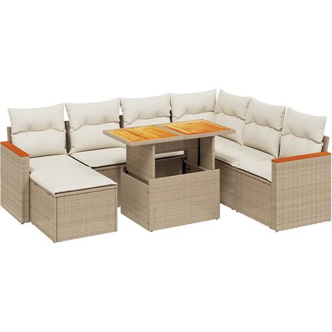 Maison Exclusive - Set Divano da Giardino 8 pz con Cuscini Beige in Polyrattan