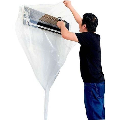 Sac service nettoyage climatiseur split étanche, kit tuyau eau mural (transparent, 1–1,5P) (1/4)