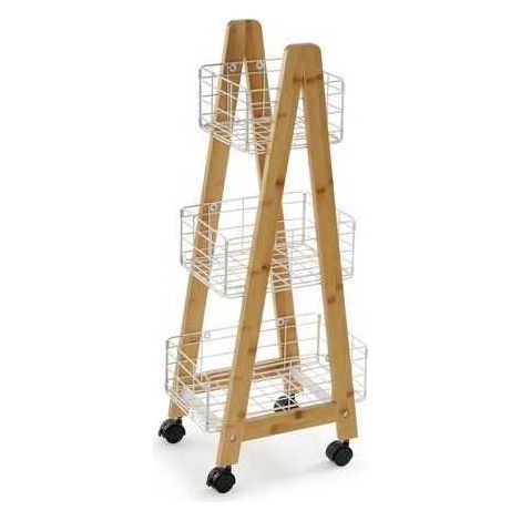 Carro bambu 3 cestas blanca 35X26X86CM 21810131 VERSA
