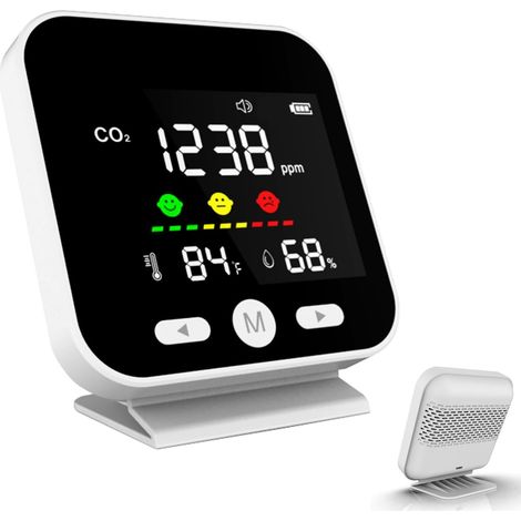 Tragbarer CO2-Detektor, CO2-Luftqualitätsmonitor für Innenräume, 3-in-1-CO2-Monitor, Hygrometer und Thermometer, genauer Ndir-Sensor mit Alarm zum Aufstellen von Zelten, Wohnhäusern und Fabriken (1/5)