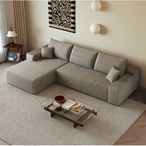 Sofá esquinero modular de 270 cm con chaise longue, sin montaje, camel HAVRYA (1/5)