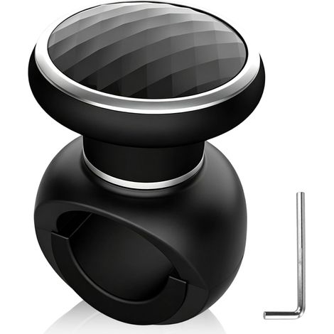 Boule de volant universelle avec roulement et clé, boule volant noire pour voiture camion tracteur bateau tondeuse, bouton de volant de voiture pour conduite et manœuvres faciles (1/5)