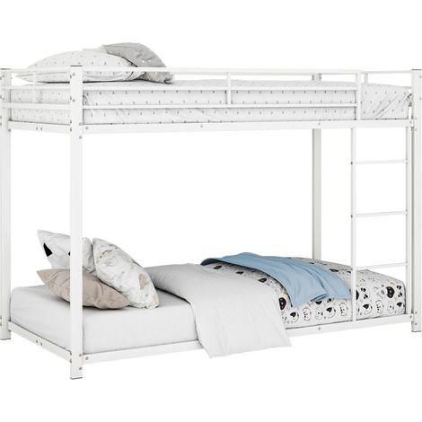 90x200 Lits d'enfant, Lits superposés, Lits en fer, Lits superposés en fer de forme classique-Blanc (1/5)