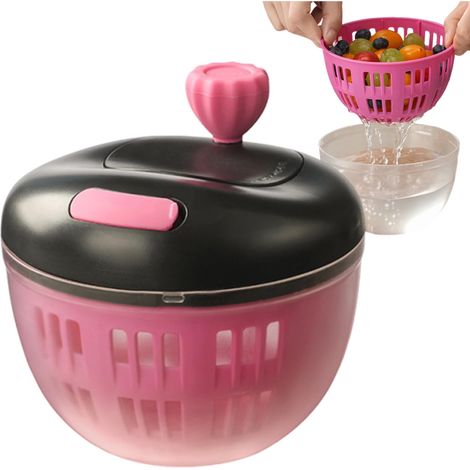 Essoreuse déshydrateuse à fruits - Lave-salade 800 ml avec bol égouttoir, accélère le lavage et le séchage, outil de cuisine idéal pour les pique-niques, les voyages, passoire stable avec accessoire r (1/5)