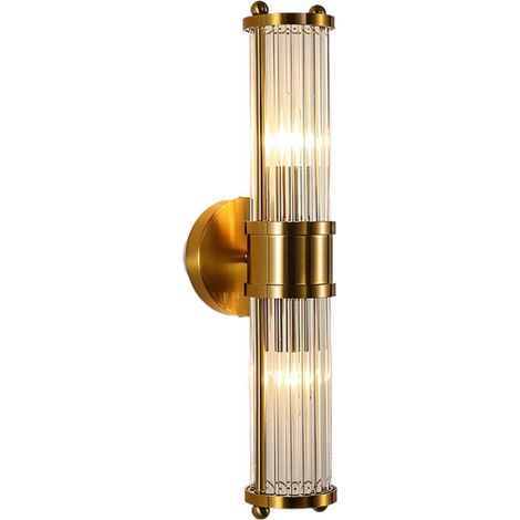 Luxury gold wall light, crystal glass shade, double head, suitable for living room, bedroom, hallway, bathroom - B2300064 (1/4)