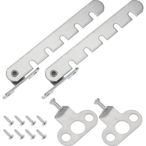 Loquet de sécurité pour fenêtre, 2 pièce, avec barre réglable, avec 5 fentes, pour fenêtres ouvrant vers l'intérieur, argenté (44 mm). (1/5)