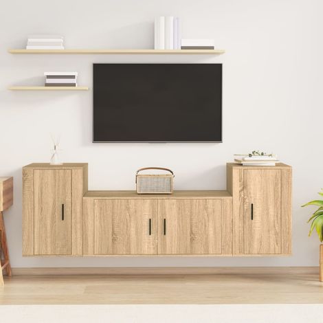 3-tlg. TV-Schrank-Set Sonoma-Eiche Holzwerkstoff