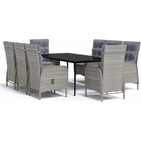 Maison Exclusive - Set da Pranzo da Giardino 9 pz con Cuscini Nero e Grigio (1/5)