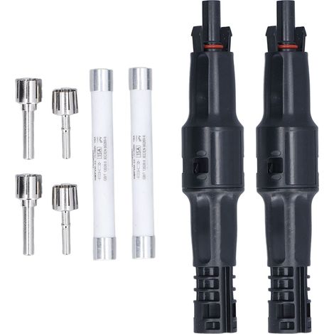 2 Ensembles Connecteurs Solaires 1500V IP68 Anti-UV avec Boîtier PPO et Porte-Fusible 15A pour Panneaux Photovoltaïques (1/5)