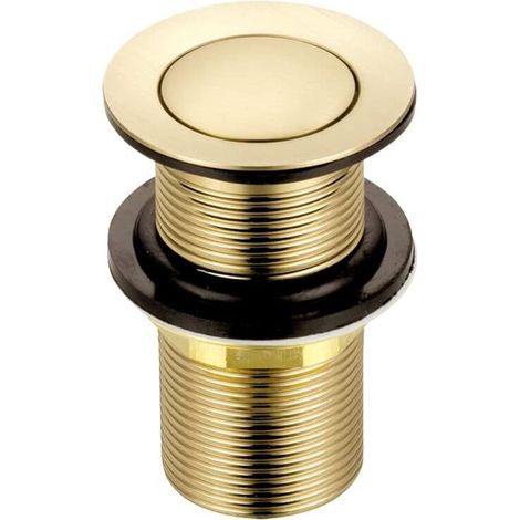 Bonde de lavabo de rechange en laiton, sans fente, couleur or brossé, raccord standard G 1 1/4" BSP, 1 pièce (1/3)