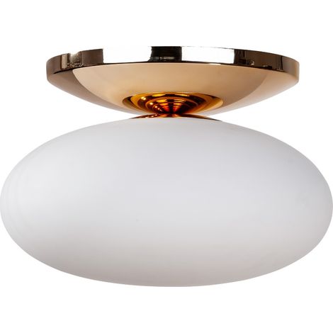 Plafoniera ovale in vetro bianco/oro OMI Zuma Line E27 40cm (1/2)