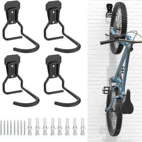 Ensemble de 4 crochets pour vélos, supports muraux en fer, robustes et en forme de L, support de rangement pratique pour la maison et le garage, noir - Good (1/5)