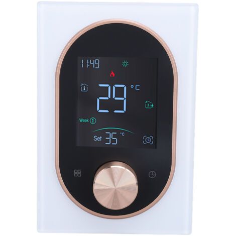 QORVA- Thermostat couleur intelligent, bouton d'écran tactile Programmable, contrôleur de température AC 95-240V, blanc régulier