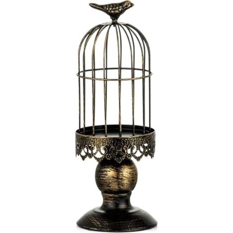 (Noir S) Bougeoir décoratif rétro créatif en forme de cage à oiseaux, bougeoir en fer forgé, accessoire de photographie pour mariage et restaurant (1/5)