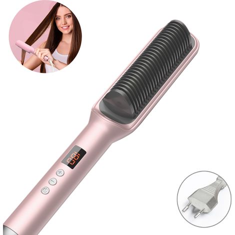 Brush Lisseur - 17 Régulations de Température 120-200 °C - Céramique Tourmaline - Pour Cheveux Humides ou Secs - 1 Pièce (1/5)