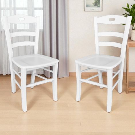 Sedia da cucina con seduta legno LOIRE Laccato Bianco SET 2 PZ (1/5)