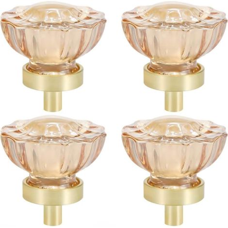 Boutons de Tiroir en Cristal, 4 Pcs Boutons de Porte en Forme de Fleur/Ovale, Décoration Poignées Vintage pour Armoire, Placard, Armoire, Commode (1/5)