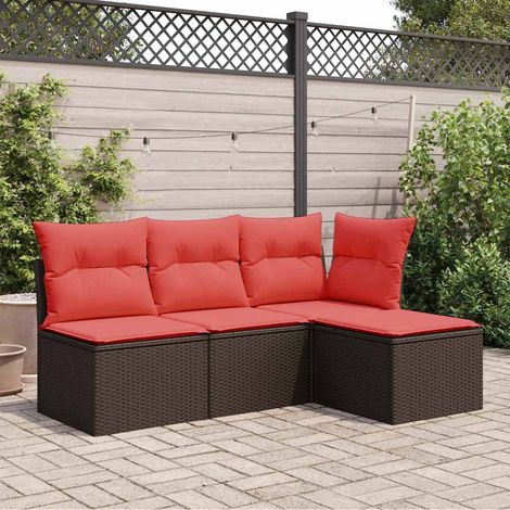 vidaXL  Garden Stool  with Cushion Brown 55 x 55 x 37 cm Poly Rattan