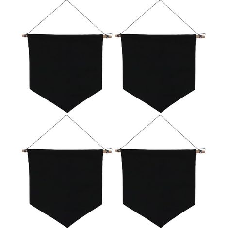 Tenture Murale Noire en Coton-Polyester et Bois, Porte-épingles Solide et Antichute, Bannière à Épingles 4 Pièces pour Décoration Maison et Salon (1/5)