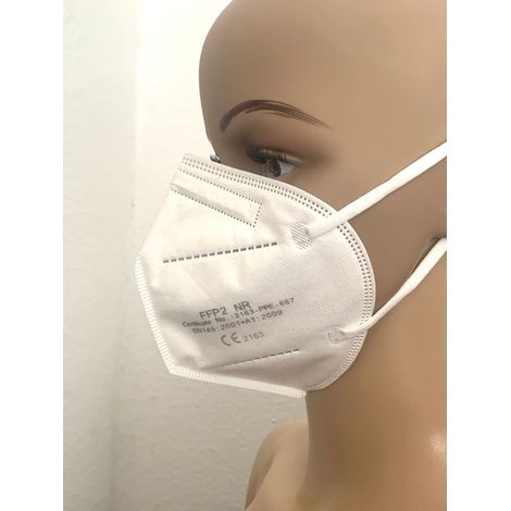 1x FFP2 NR Mundschutz weiß Feinstaubmaske CE2163 (1/3)