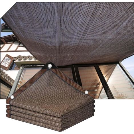 GENERIC-Filet D'Ombrage De Protection UV Respirant RafraîChissant Balcon Filet Jardin avec Oeillets RéSistant à La Chaleur Coupe-Vent Toile D'Ombrage, Marron, 4x4m (1/5)