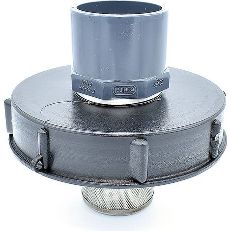 Multitanks – Couvercle 15cm pour cuve IBC 1000L – Entrée PVC 63/75 – Filtre inox 2 pouces – Matériaux résistants UV et intempéries