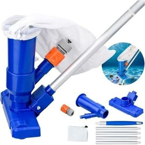 Aspirateur Piscine, Aspirateur Piscine Portable avec Perche Télescopique pour Nettoyage des Piscines - Bleu (1/4)