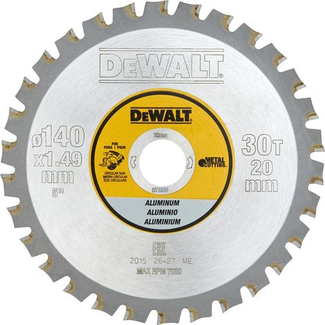 Lame de scie circulaire Carbure DEWALT 140x20 mm/Nombre de dents:30 dents (1/2)
