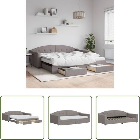 vidaXL Sofa mit Bettfunktion - Tagesbett Ausziehbar mit Schubladen Taupe 100x200 cm Stoff (1/5)