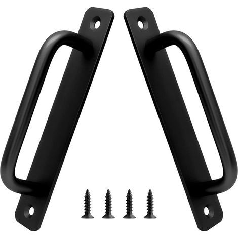 Lot de 2 poignées de porte coulissante en alliage d'aluminium, trou central de 128 mm, pour cuisine, armoire, salle de bain, placard, longueur 15 cm (noir) (1/5)