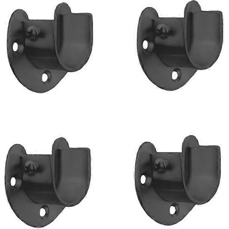 Ensemble de 4 supports de fixation pour tringle à rideaux de douche de 2,5 cm de diamètre, en acier inoxydable noir mat. (1/5)