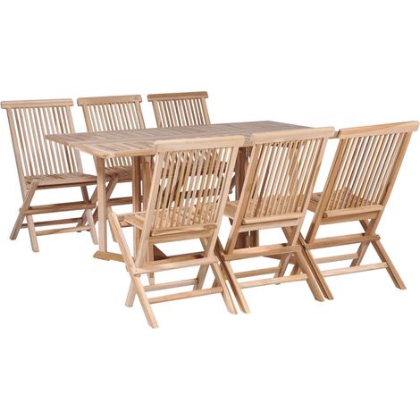7-tlg. Garten-Essgruppe Klappbar Massivholz Teak