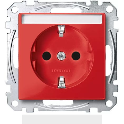 MERTEN MEG2302-0306 SCHUKO-Steckdose für Sonderstromkr. mit Schriftf., BRS, StK, rubinrot, System-'1037217' (1/2)