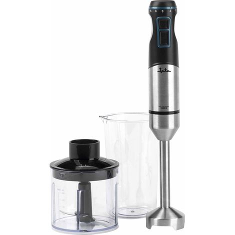 Mixeur à main 1500 W 4 lames en acier inoxydable Pied démontable 2 boutons de vitesse Comprend hachoir et verre de 700 ml régulateur de vitesse (1/5)