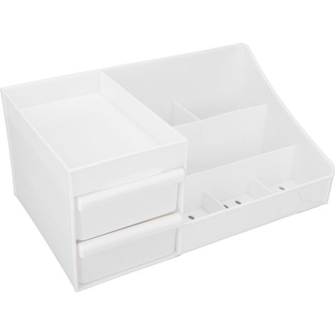 Boîte de rangement cosmétique de bureau, grande capacité, design compartimenté, petit tiroir blanc pour maquillage, organisateur de maquillage compact avec tiroirs, idéal pour salle de bain ou chambre (1/5)