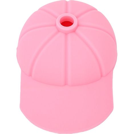 Couvercle de boisson en silicone rose, style casquette de baseball, pour protéger votre tasse à la maison, au bureau ou en voyage. (1/5)