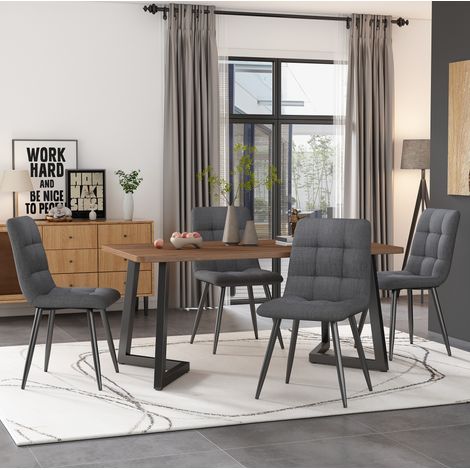 Mesa comedor rectangular con veta madera y diseño fino OKMYHOME (1/5)