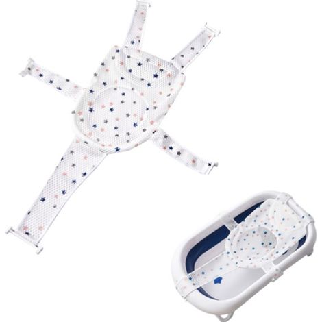 Rete da bagno per neonati – tappetino da bagno – regolabile – antiscivolo – con cinghie di sicurezza – unisex – adatto per il bagnetto dei neonati – bianco (1/5)