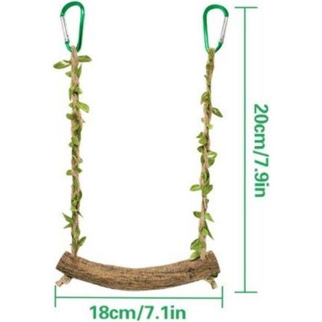 Lot de 2 nichoirs et accessoires pour cages à oiseaux avec balançoire et perchoir en rotin pour perroquets et perruches vert (1/4)