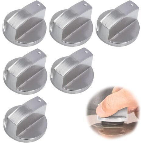 Lot de 6 boutons de plaque de cuisson, boutons de cuisine de 6 mm, boutons de four, boutons de commande pour cuisinière à gaz, boutons métalliques pour plaque de cuisson à gaz. (1/4)