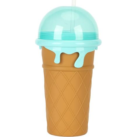 Gobelet à smoothies glacés 500 ml réutilisable en silicone souple, avec paille double usage, marron. (1/5)