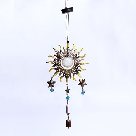 Campana de viento LED con energía solar para uso exterior, campana de viento colgante grande, campana de viento de luto, decoración exterior para casa, jardín, patio, eventos nocturnos, regalo de cump (1/5)