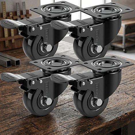 50mm swivel castor wheels rubber furniture trolley casters (1/5)